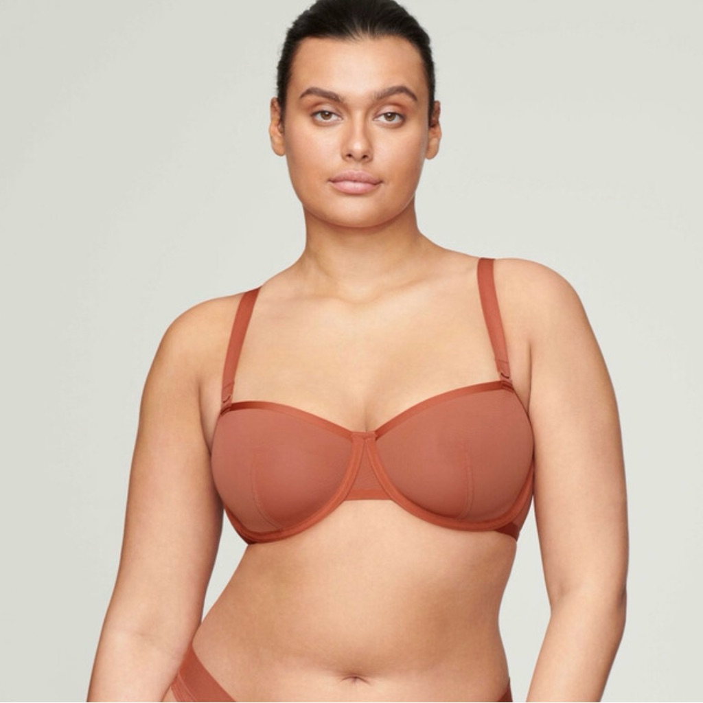 Set Of 3 Cupp 38e Balconette Bras-Terracotta, Espresso, Cosmos-Wash Bag Included